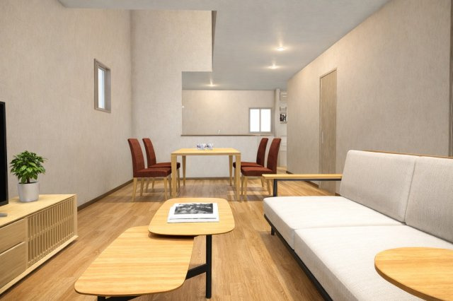 松川町Ⅱ　建築条件付土地の完成予想図|【LDK20帖/イメージパース】