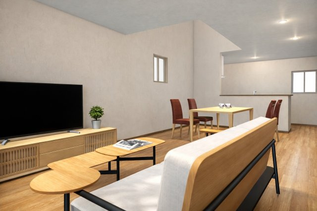 松川町Ⅱ　建築条件付土地の完成予想図|【LDK20帖/イメージパース】