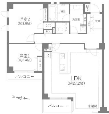 【間取り】 | ストークグラン深沢 | 販売価格：12,999万円　間取り2LDK　空室