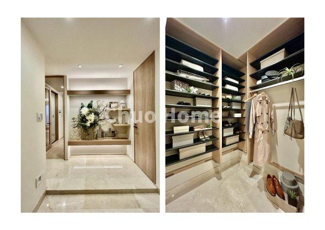 ステーションガーデンタワーの玄関|【玄関】玄関には大型のシューズクローゼットを設置しておりますのでいつでもスッキリりとした空間を保てます。玄関周りを清潔に使うのはとても大事なことですよね。