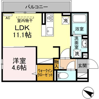 【間取り】 | D-room内山Ⅱ | 1LDK