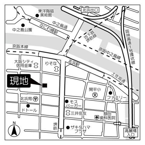 コンフォリア北浜の地図