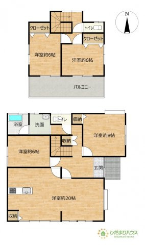 【間取り】 | 筑西市辻　中古戸建 | お掃除しやすく、清潔感を保てるのでダニも発生しにくいフローリング♪
