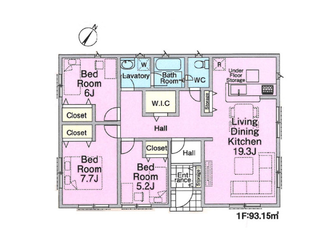 【間取り】 | 新座市あたご3丁目　新築一戸建住宅　全1棟　(保谷店) | 階段の昇り降りなく生活できるので将来的にも安心な「平屋」