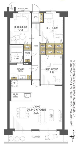 ライオンズマンション北鈴蘭台第二の間取り|間取図
