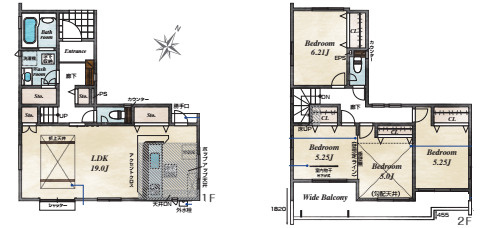 桶川市坂田　10期　新築一戸建て　ブルーミングガーデン　01の間取り|桶川市坂田　10期　新築一戸建て　ブルーミングガーデ　01、3LDK、土地面積165.30m2、建物面積104.28m2