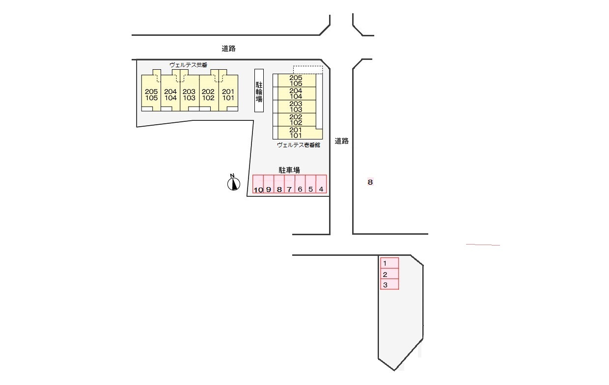 ヴェルテス弐番館の駐車場|駐車場