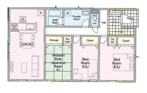 筑西市井上　第1　1号棟の間取り