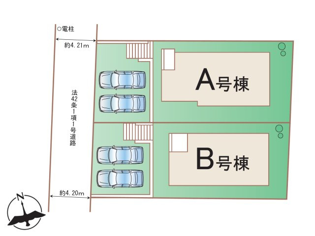 福岡市東区美和台5丁目第1-2棟(A号棟)の区画図|配置図（1号棟）
