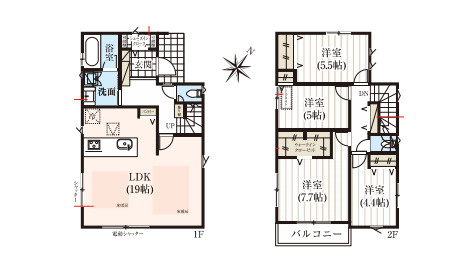 大宮堀の内３丁目　新築一戸建て　ヒルズ　Bの間取り|大宮堀の内３丁目　新築一戸建て　ヒルズ　B、4LDK、土地面積174.98m2、建物面積103.09m2