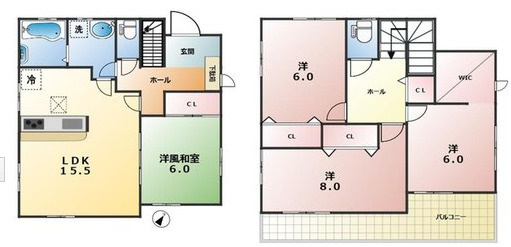 野田市山崎　中古戸建　平成30年築　の間取り
