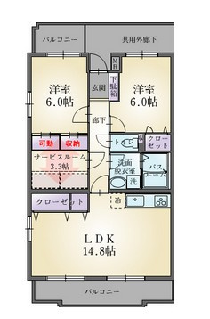 【間取り】 | 三島市南町 売三棟マンション ES05907 | 三島市南町　間取り一例（2棟目）