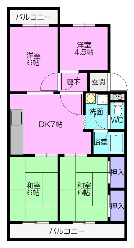 第２マンション鈴木（Ｃ，Ｄ，Ｅ，Ｆ）の間取り