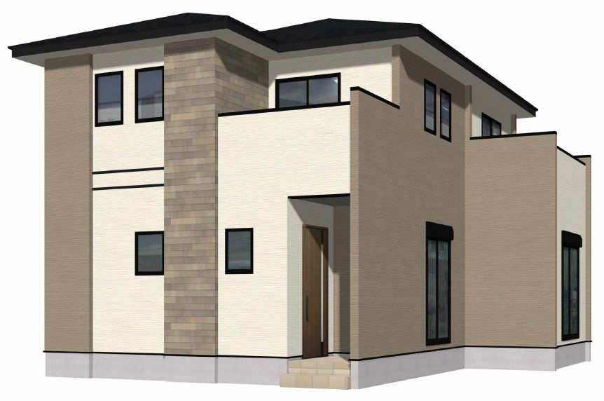 福岡市早良区田村５丁目　新築戸建ての外観パース