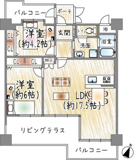 【間取り】 | パラツィーナセシリア豊中 | 2LDK