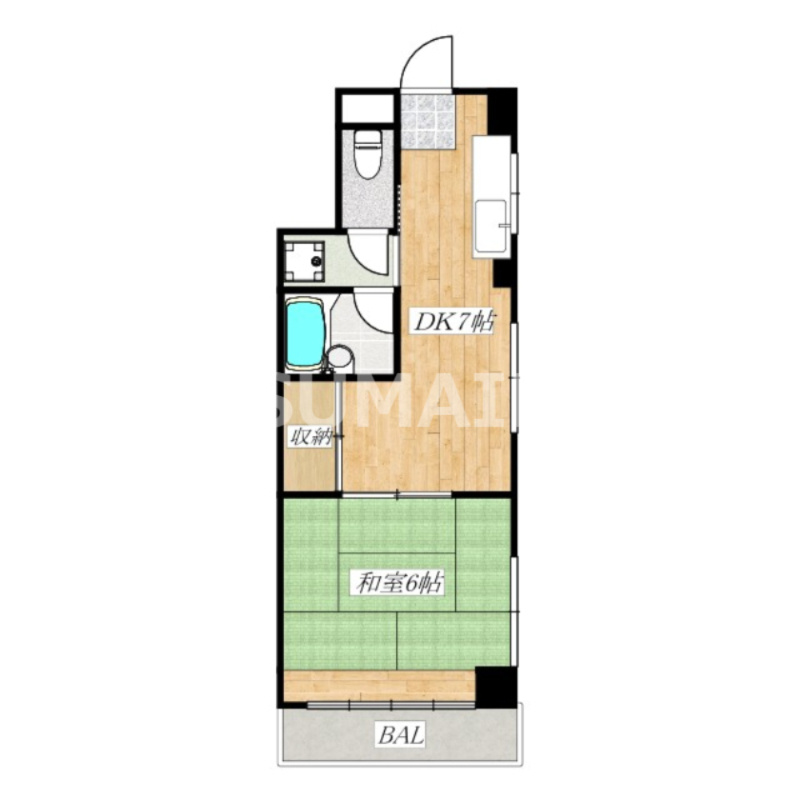 グリーンハイツ木村の間取り|お二人でもお住まい頂ける１DKです。