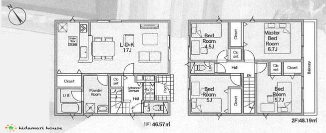 鴻巣市筑波第5　新築戸建　クレイドル04の間取り|4LDK