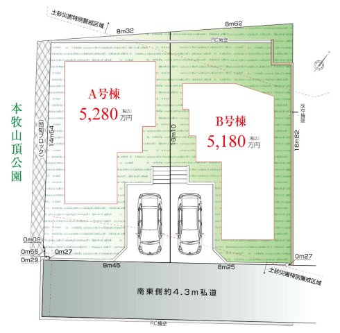 横浜市中区本牧町2丁目 新築戸建て【仲介手数料無料】の区画図