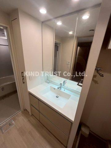 ブランズシティ天神橋筋六丁目の洗面所|ゆったりとスペースのある洗面所