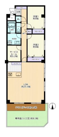 三鷹市下連雀７丁目の中古マンションの間取り
