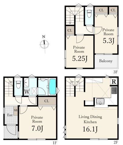 板橋区富士見町 全4棟 4号棟の間取り|4号棟