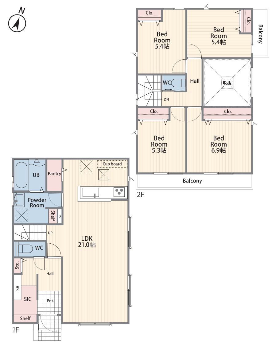 横浜市保土ヶ谷区権太坂3丁目 新築戸建て【仲介手数料無料】カースペース3台の間取り