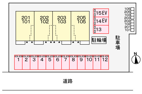 カルミア荘の駐車場