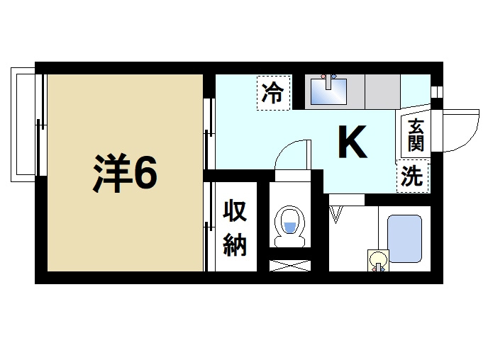 ソレイユ（田部町）の間取り|セパレートタイプの1Kです