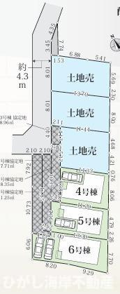 茅ヶ崎市美住町　新築戸建　全6棟の区画図|対象地は４号棟です。