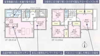 【間取り】 | 座間市座間1丁目  2号棟 第28 | 防犯カメラ（利用時Wifi接続必要）　引き違い窓シャッター付　人感センサー付玄関灯　浴室乾燥機+窓　全居室収納