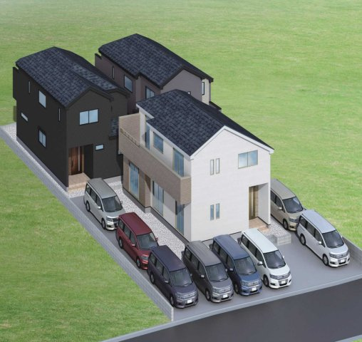 横浜市栄区桂台西2丁目 新築戸建て【仲介手数料無料】カースペース3台の外観パース