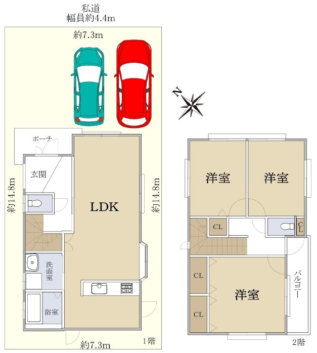 草津市木川町　中古戸建ての間取り