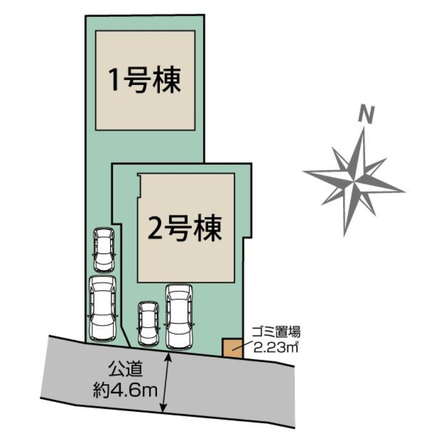 横浜市保土ケ谷区上菅田町　新築戸建【仲介手数料無料】カースペース2台の区画図