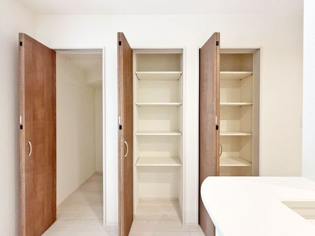 ブルーミングガーデン末成町新築一戸建て│3LDK+並列駐車2台可の収納|リビング収納が設けられており、日用品や掃除用品、書類関係など幅広く収納して頂けます。