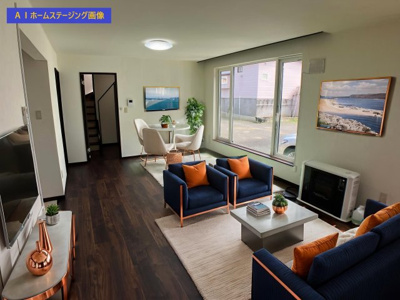 【居間・リビング】 | 興津2丁目95-115，164売家 | ＡＩステージング（家具配置例）