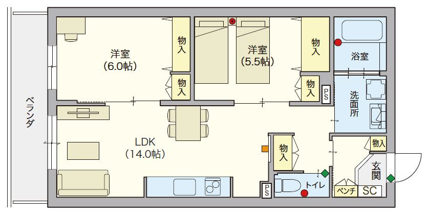 （シニア限定）グランビレッジ橋本の間取り|シニア向けの充実した設備