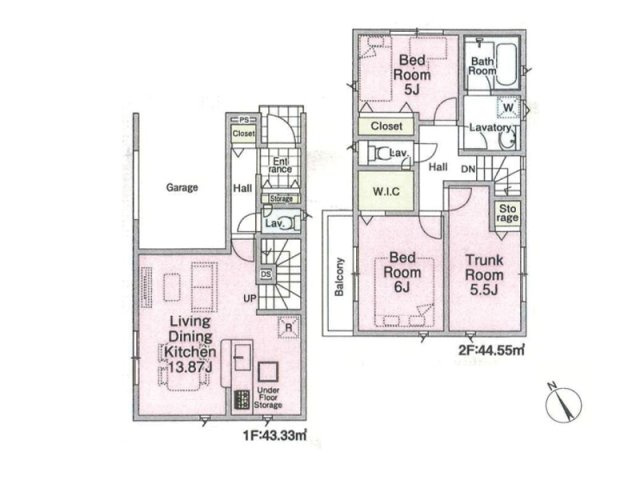 【間取り】 | 朝霞市溝沼３丁目　新築一戸建住宅　全3棟（朝霞店） | 大容量WIC付2LDK+S！
大切なお車を風雨から守るビルトインガレージを採用