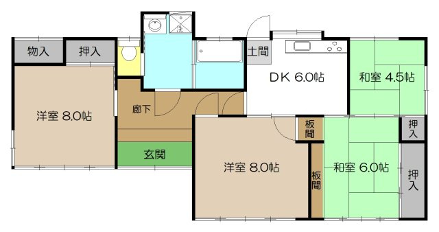 【間取り】 | 中古一戸建　高知市介良（中野団地）