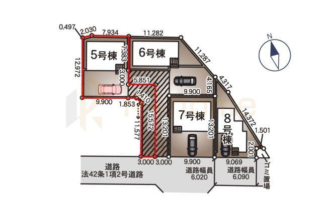 結城市結城第43　新築戸建て　5号棟の区画図|大きなお買い物だからこそ、メリット・デメリットを伝えさせて頂きます。
R-homeにお任せください♪