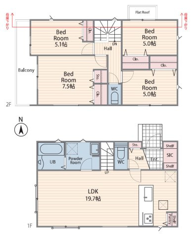 横浜市旭区今宿東町  新築戸建て【仲介手数料無料】カースペース2台の間取り
