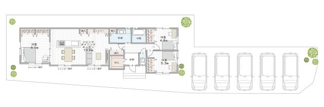 京都市伏見区醍醐西大路町　建築条件付き売り土地の参考プラン