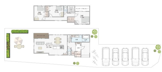 京都市伏見区醍醐西大路町　建築条件付き売り土地の参考プラン