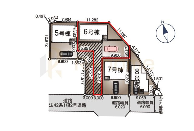 結城市結城第43　新築戸建て　6号棟の区画図|大きなお買い物だからこそ、メリット・デメリットを伝えさせて頂きます。
R-homeにお任せください♪