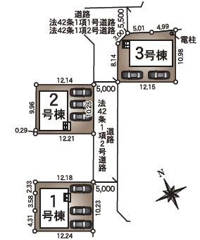 八王子市　諏訪町　新築一戸建て　３７期の区画図|～全3区画の新築一戸建て　5ｍ道路に面している整形地～