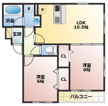 習志野市谷津７丁目のアパートの間取り