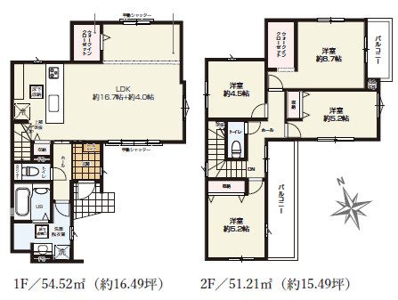 秦野市渋沢1期　新築戸建　全2棟1号棟
