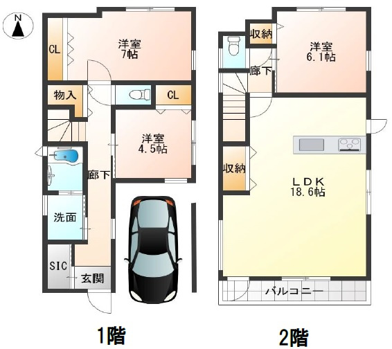 舞子坂４丁目　未入居戸建の間取り