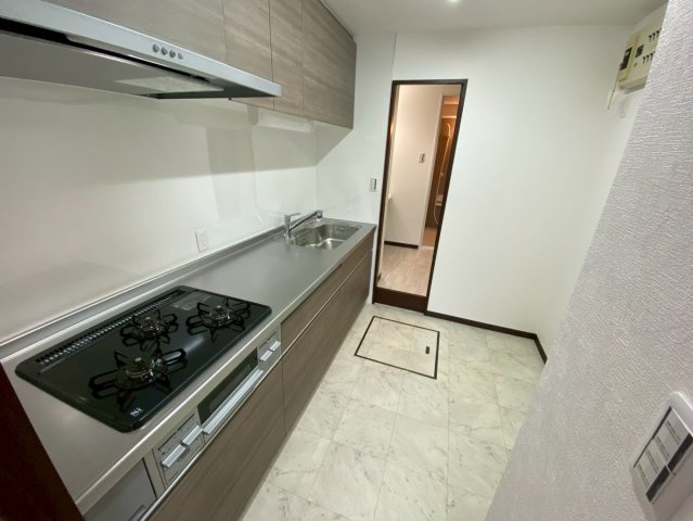 パークシティ水野B棟のキッチン|システムキッチンはシンクも大きく使いやすいです！