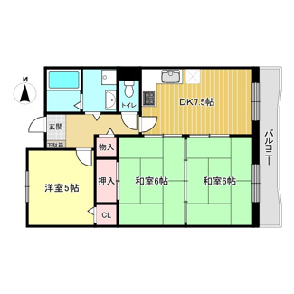 【間取り】 | ドムール長居南館  | ファミリータイプの３ＤＫのお部屋です。