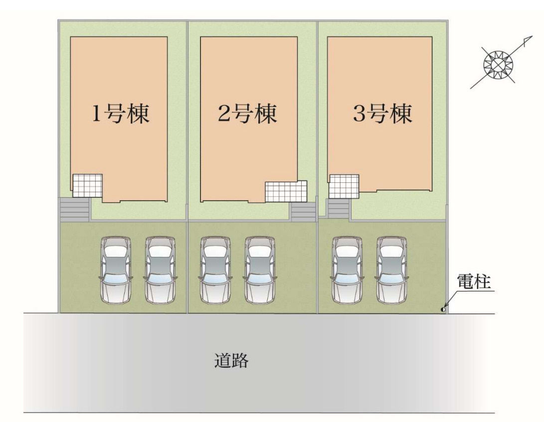 横浜市青葉区あざみ野南4丁目 新築戸建て【仲介手数料無料】カースペース2台の区画図